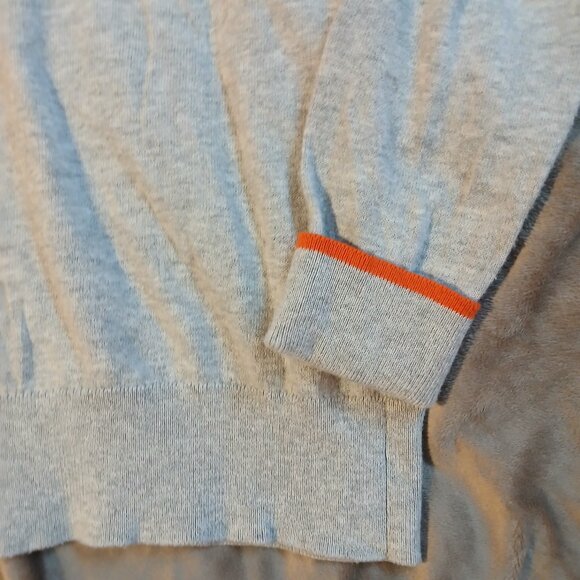Banana Republic Factory Women's Crew Neck CIAO Sweater Gray / Orange Trim - Picture 2 of 8
